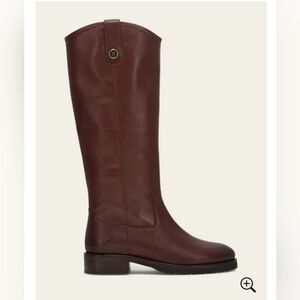 Frye Melissa Lug Button Tall Boots, Wide Calf, Dark Brown - Brand New!
